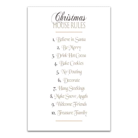 Christmas House Rules Canvas Wall Art